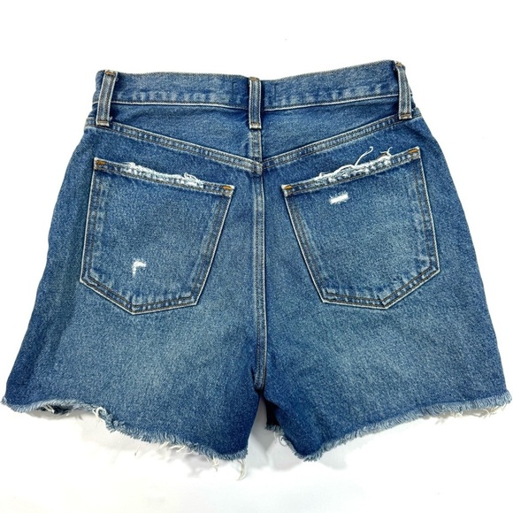 Abercrombie Fitch High Rise 4” Shorts Distressed Denim - Picture 2 of 7